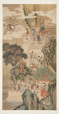 Lot 639 - ‘THE ARRIVAL OF XIWANGMU’ BY YU ZHIDAN, QING DYNASTY