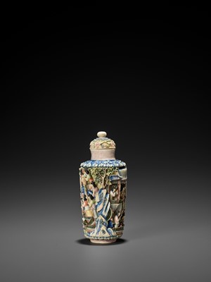 Lot 401 - AN OPENWORK AND RETICULATED CANTON IVORY SNUFF BOTLE WITH MATCHING STOPPER, QING DYNASTY