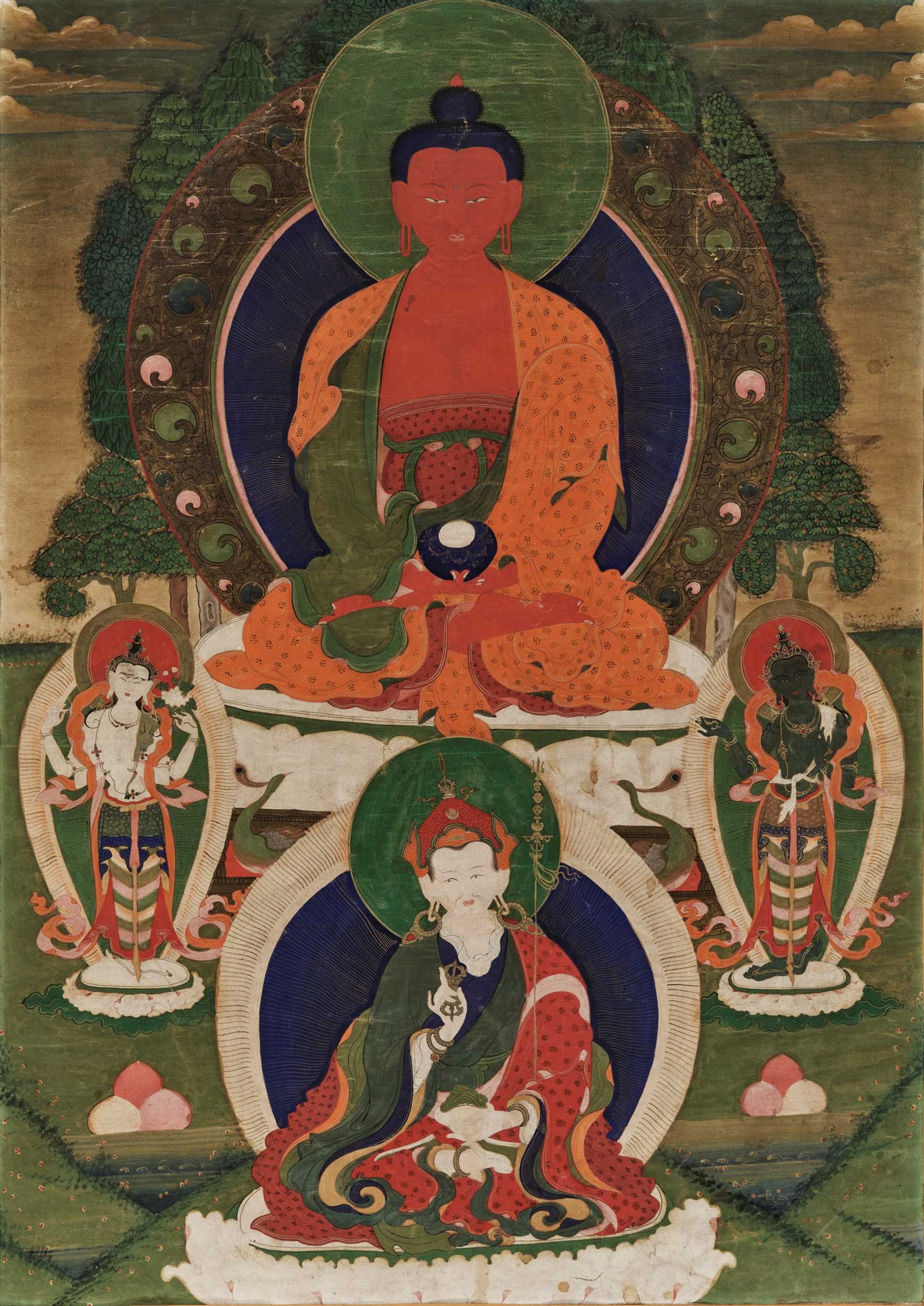 Lot 445 - A THANGKA OF BUDDHA AMITABHA, 18TH CENTURY