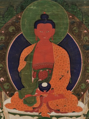 Lot 445 - A THANGKA OF BUDDHA AMITABHA, 18TH CENTURY