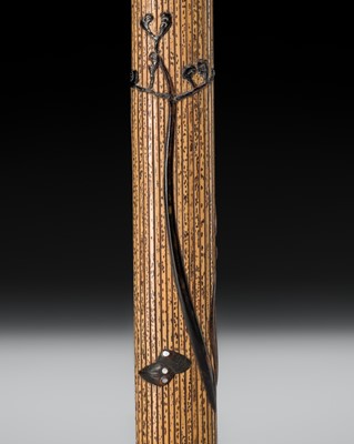 ROSETSU: AN ELABORATE INLAID WOVEN BAMBOO ‘WARABI AND HAMAGURI’ KISERUZUTSU (PIPE CASE)