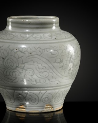 Lot 6 - A NEATLY CARVED SMALL QINGBAI ‘LOTUS’ JAR, SOUTHERN SONG DYNASTY