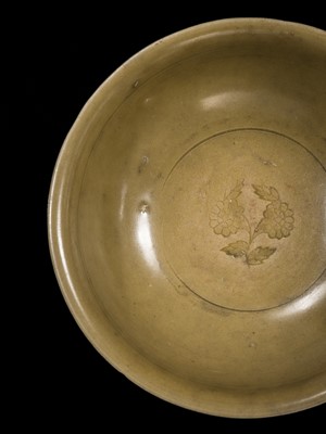 Lot 163 - A LONGQUAN CELADON CARVED ‘PEONY’ BOWL, YUAN-MING DYNASTY