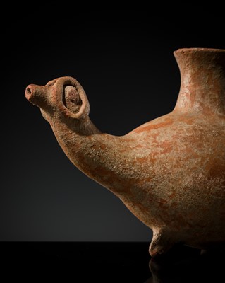 Lot 149 - A POTTERY ‘RAM’ LIBATION VESSEL, PARTHIAN CULTURE, CIRCA 3RD-1ST CENTURY BC