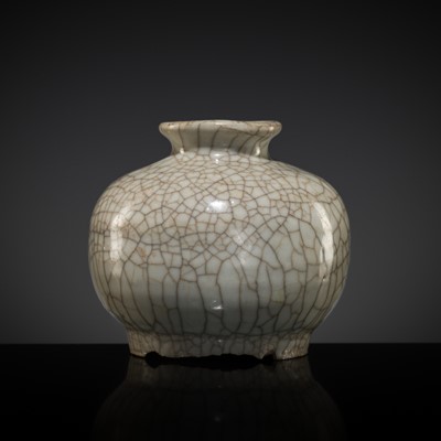Lot 203 - A SMALL GUAN-TYPE CELADON-GLAZED WATER POT