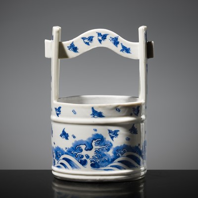 Lot 300 - A BLUE AND WHITE PORCELAIN FRESH WATER JAR (MIZUSASHI)
