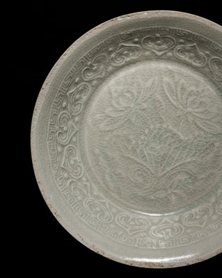 Lot 7 - A FINE QINGBAI ‘LOTUS POND’ DISH, SOUTHERN SONG DYNASTY