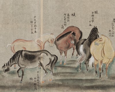 Lot 138 - A VERY LARGE KANO SCHOOL DRAWING (FUNPON) OF ‘RIO BUSSHOKU ZU’, EDO PERIOD