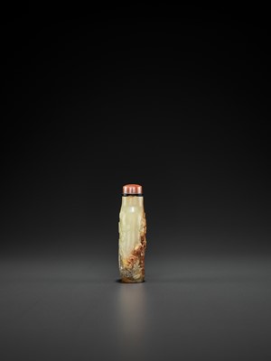 Lot 355 - A YELLOW AND RUSSET JADE SNUFF BOTTLE, ‘MASTER OF THE ROCKS’ SCHOOL, QING DYNASTY