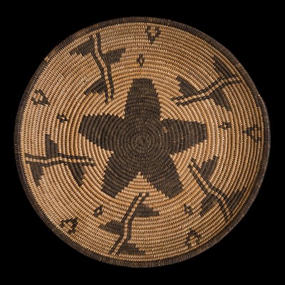 Lot 322 - A WESTERN APACHE PICTORIAL BASKET TRAY