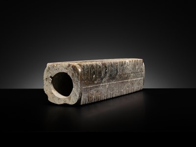 Lot 69 - A LARGE AND IMPORTANT ELEVEN-TIERED JADE CONG, NEOLITHIC PERIOD, LIANGZHU CULTURE