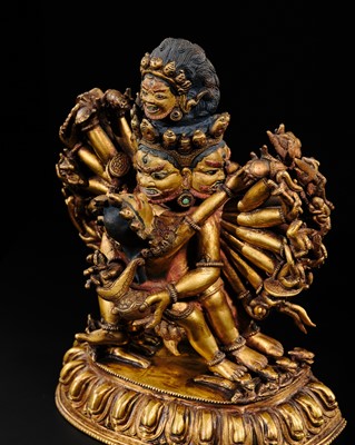 Lot 70 - A GILT-BRONZE FIGURE OF PRACHANDA, NEPAL, 19TH-EARLY 20TH CENTURY