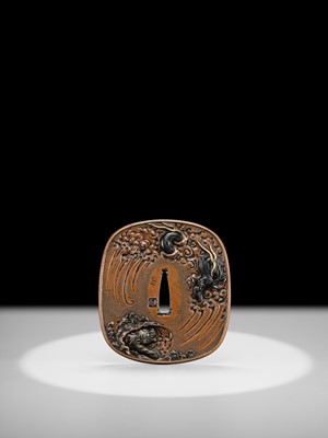 Lot 57 - TSUCHIYA YASUCHIKA V: A LARGE AND SUPERB SUAKA ‘DRAGON’ TSUBA