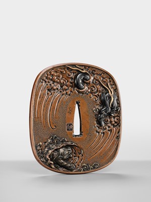 Lot 57 - TSUCHIYA YASUCHIKA V: A LARGE AND SUPERB SUAKA ‘DRAGON’ TSUBA