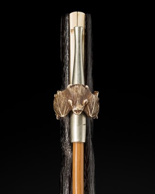 A RARE AND ELABORATE KUROGAKI AND ANTLER ‘BAT AND CHARCOAL’ KISERUZUTSU (PIPE CASE)