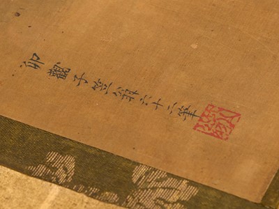 Lot 263 - OGAWA HARITSU: A VERY RARE LACQUER PAINTING DEPICTING THE THUNDER GOD RAIJIN