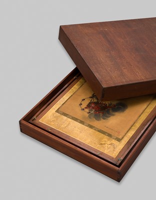 Lot 263 - OGAWA HARITSU: A VERY RARE LACQUER PAINTING DEPICTING THE THUNDER GOD RAIJIN