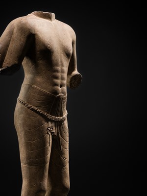 Lot 426 - A RARE SANDSTONE FIGURE OF HARIHARA, PRE-ANGKOR, PRASAT ANDET STYLE, 7TH-8TH CENTURY