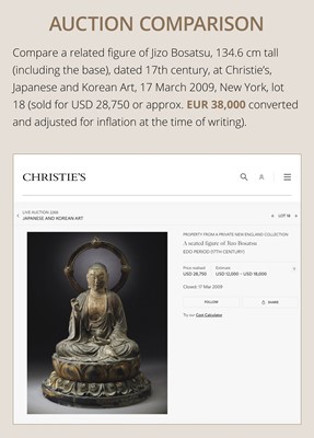 Lot 119 - A LARGE (90 CM) AND IMPRESSIVE GILT AND POLYCHROME WOOD FIGURE OF UGA BENZAITEN, 16TH CENTURY