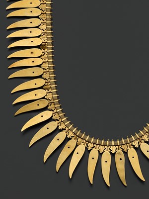 Lot 260 - A RUBY-INSET 18 CARAT GOLD (292 GRAMS) ‘JASMINE BUD’ BRIDAL NECKLACE, MALLIGAI ARUMBU MALAI, TAMIL NADU, 19TH CENTURY