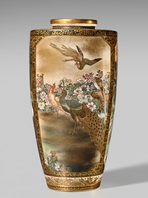 Lot 156 - KOYAMA NANPO: A RARE AND SUPERB SATSUMA CERAMIC VASE WITH FABULOUS ANIMAL SCENES