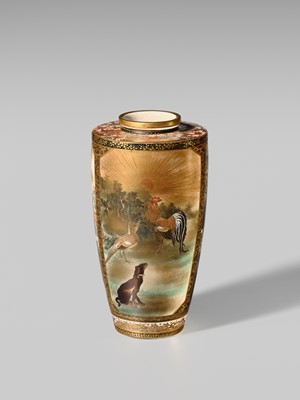 Lot 156 - KOYAMA NANPO: A RARE AND SUPERB SATSUMA CERAMIC VASE WITH FABULOUS ANIMAL SCENES