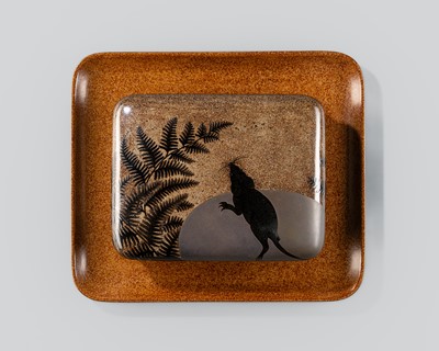 UONO JISEI: A SUPERB LACQUER ‘RAT AND KAGAMI MOCHI’ KOBAKO (SMALL BOX), WITH PRESENTATION TRAY
