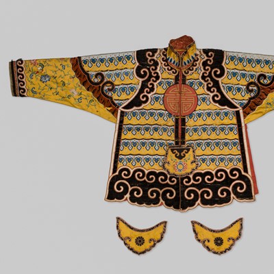 A SILK EMBROIDERED THEATRICAL ARMOR FOR THE OPERA, 18TH CENTURY