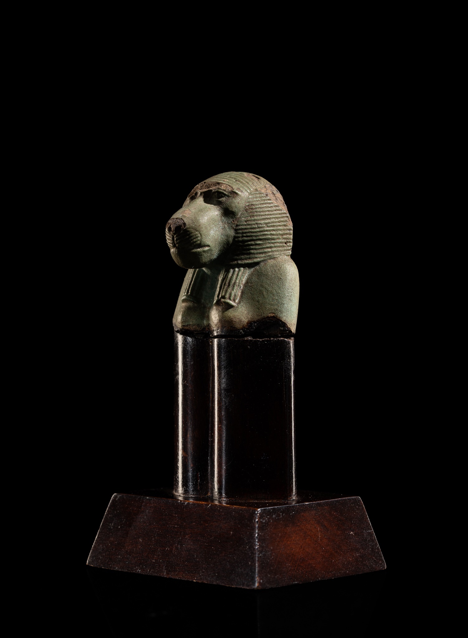 Baboon Win Lot 60 - A FINE AND UNUSUAL GREEN FAIENCE FRAGMENT OF