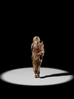 Lot 100 - A POWERFUL SAISHIKI NETSUKE OF TEKKAI SENNIN, STYLE OF YOSHIMURA SHUZAN