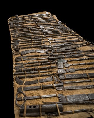 Lot 30 - A COMPLETE AND RARE SET OF 71 IRON SURGICAL INSTRUMENTS, TIBET, 19TH CENTURY