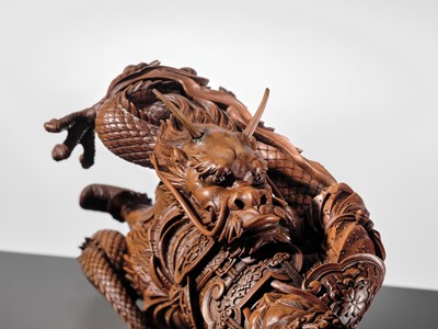 Lot 183 - ROKKADO: A SUPERB AND LARGE WOOD OKIMONO OF RYUJIN AND DRAGON
