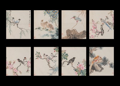 Lot 317 - AN ALBUM OF EIGHT ‘FLOWERS AND BIRDS’ PAINTINGS BY JIANG HANTING (1904-1963), DATED 1959