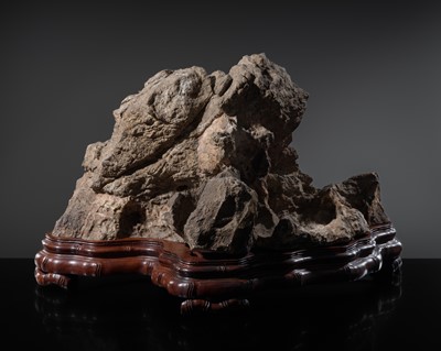 Lot 188 - A LARGE WEN STONE SCHOLAR’S ROCK, LATE QING DYNASTY