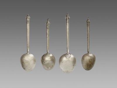 Lot 1312 - FOUR LARGE CAMBODIAN SILVER SPOONS