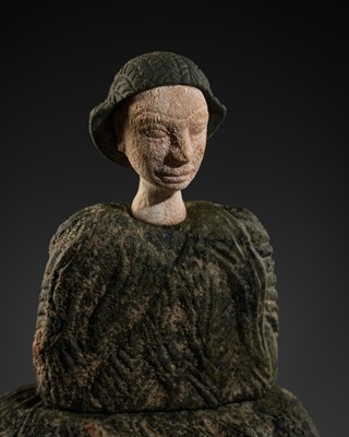 Lot 398 - A CHLORITE AND CALCITE COMPOSITE FIGURE OF A BACTRIAN PRINCESS, OXUS CIVILIZATION, 2500-1500 BC
