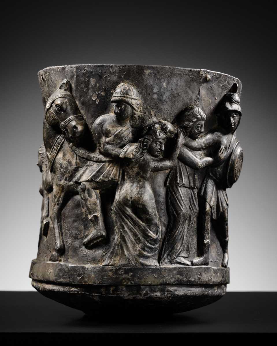 Lot 241 - A LARGE SILVER REPOUSSÉ GOBLET DEPICTING THE