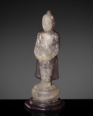 Lot 464 - AN AMETHYST FIGURE OF BUDDHA, THAILAND, AYUTTHAYA, BEFORE 1763 AD