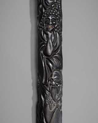 YOSHIOKA TOSEN: A RARE AND IMPRESSIVE DARK WOOD ‘IMMORTALS AND DUTCHMAN’ BOKUTO (DOCTOR’S WOOD)