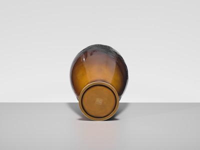 Lot 15 - JOMI EISUKE II: A SUPERB INLAID BRONZE ‘FULL MOON RISING ABOVE A PINE GROVE’ VASE