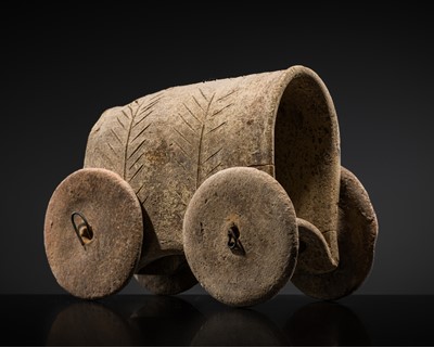 Lot 386 - A TERRACOTTA VOTIVE CHARIOT, SYRIA, CIRCA 2200-2000 BC