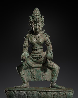 Lot 502 - A RARE BRONZE FIGURE OF A RAKSHASI, CENTRAL JAVA, 9TH-10TH CENTURY