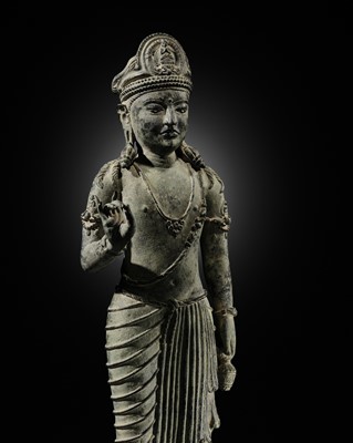 Lot 43 - A LARGE AND RARE BRONZE FIGURE OF AVALOKITESHVARA, KASHMIR OR WESTERN HIMALAYAS, 9TH-11TH CENTURY