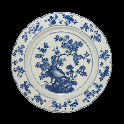 Lot 262 - A BLUE AND WHITE ‘PEONY’ DISH, KANGXI MARK AND PERIOD