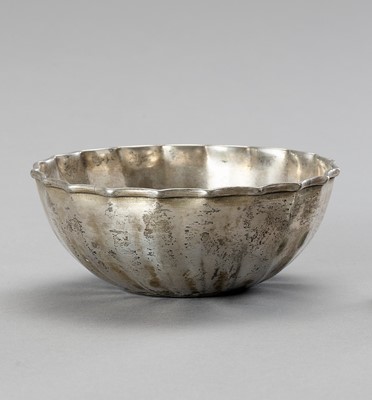 Lot 1308 - A LOBED SILVER-PLATED BOWL