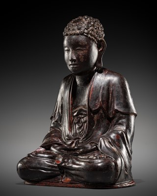 Lot 479 - A RARE LACQUERED WOOD STATUE OF BUDDHA, VIETNAM, 17TH-18TH CENTURY