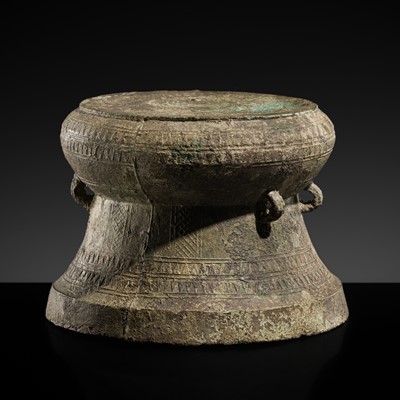 Lot 447 - A RARE BRONZE RAIN DRUM, DONG SON CULTURE, VIETNAM, CIRCA 500 BC-300 AD