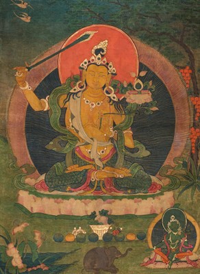 Lot 102 - A THANGKA OF MANJUSHRI, 18TH-19TH CENTURY