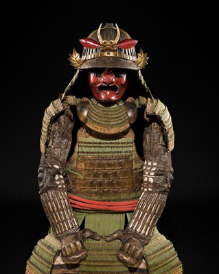 AN OKEGAWA NIMAI-DO GUSOKU (TWO-PIECE CUIRASS ARMOR) AND SO-FUKURIN SUJIBACHI KABUTO