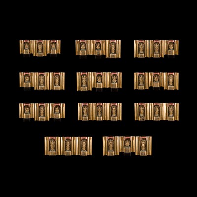 Lot 135 - YAMAMOTO MOSUKE: A HIGHLY IMPORTANT COMPLETE SET OF 33 ‘THE SAIGOKU KANNON PILGRIMAGE ‘GOLD LACQUER ZUSHI (PORTABLE BUDDHIST SHRINES), DATED 1854